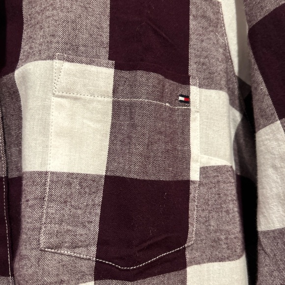 NWT Tommy Hilfiger Burgundy and White Checkered Shirt L MSRP 69.50 - Picture 5 of 10